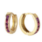 0.85 Carat 14K Solid Gold Hoop Huggie Earrings Purple Amethyst