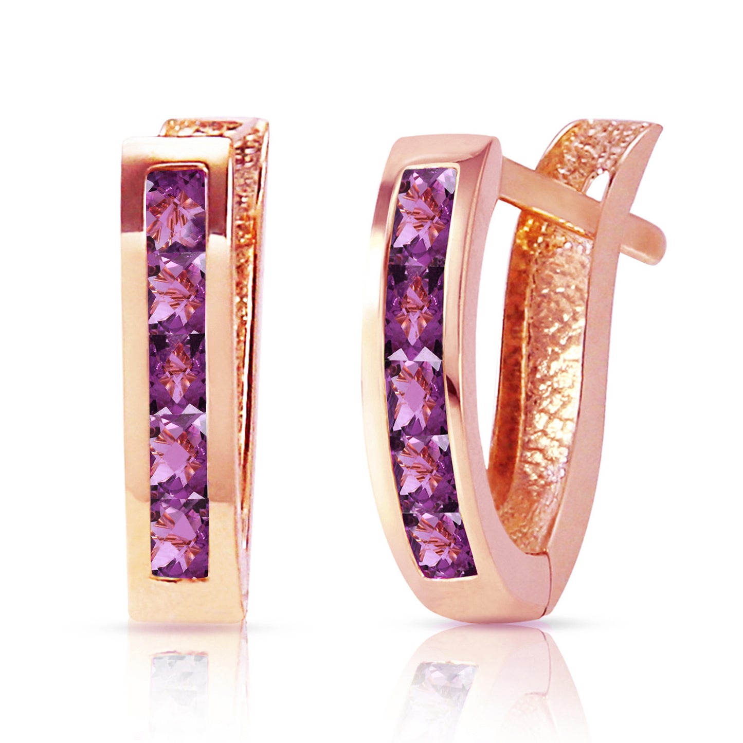 0.85 Carat 14k Solid Gold Huggie Haven Purple Amethyst Earrings