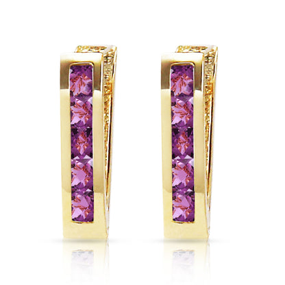 0.85 Carat 14k Solid Gold Huggie Haven Purple Amethyst Earrings