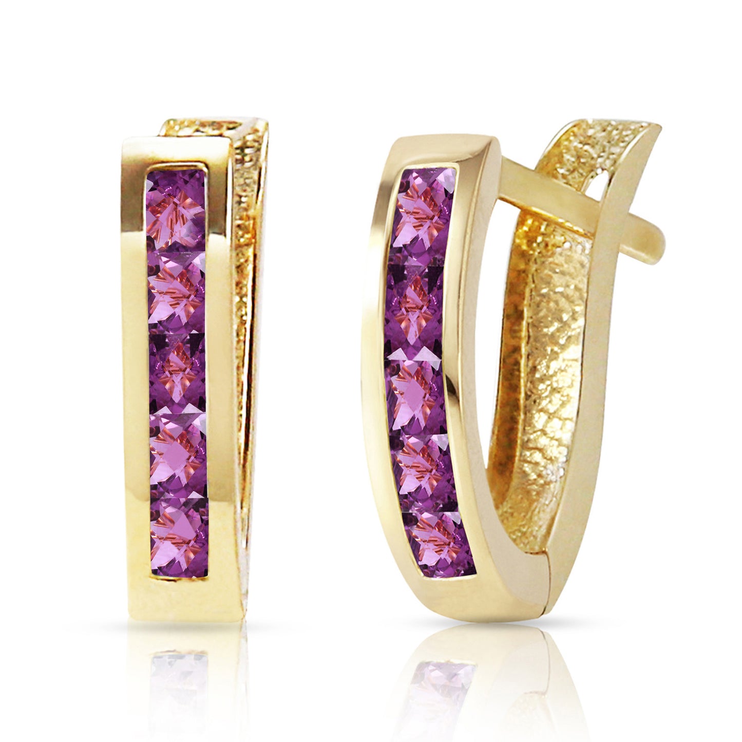 0.85 Carat 14k Solid Gold Huggie Haven Purple Amethyst Earrings