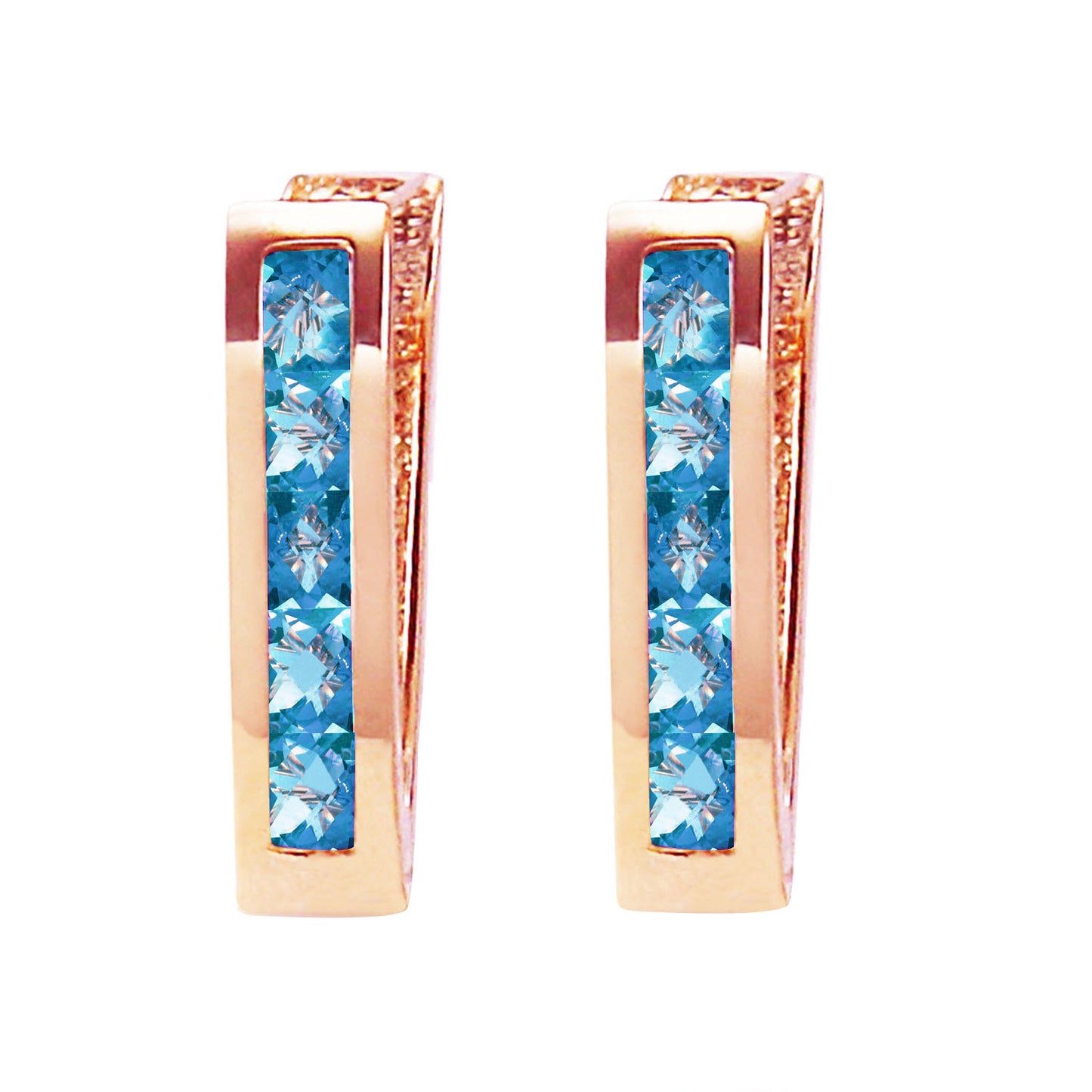 1.2 Carat 14k Solid Gold Huggie Haven Blue Topaz Earrings