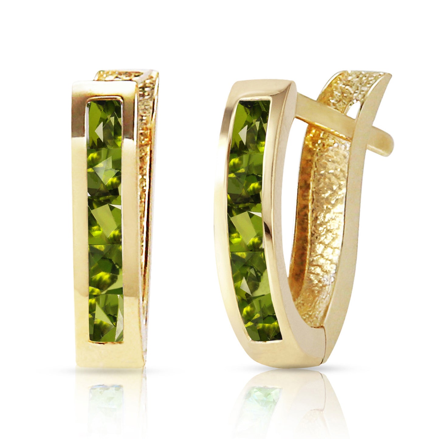 1 Carat 14k Solid Gold Huggie Haven Peridot Earrings