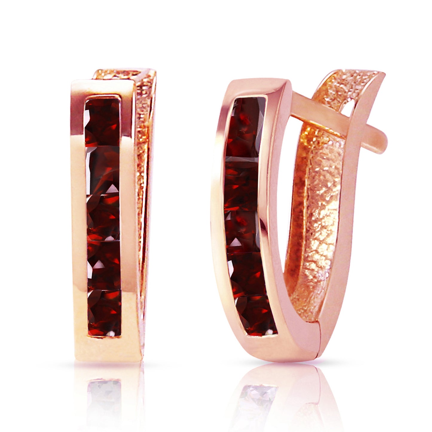 1.3 Carat 14k Solid Gold Huggie Haven Garnet Earring