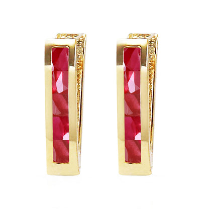 1.3 Carat 14k Solid Gold Huggie Haven Ruby Earrings