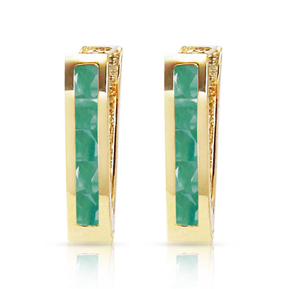 1.3 Carat 14k Solid Gold Huggie Haven Emerald Earrings