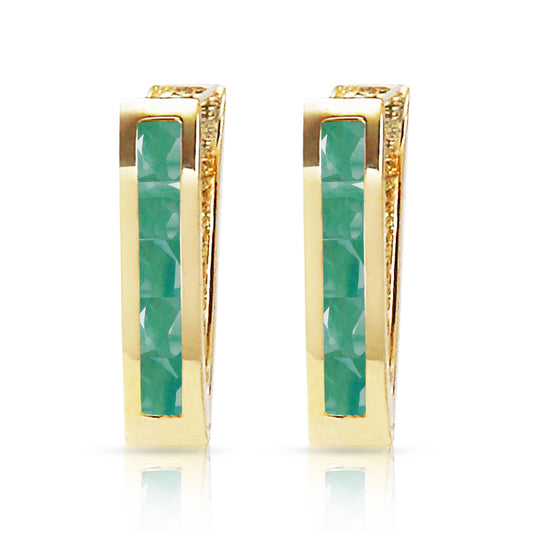 1.3 Carat 14k Solid Gold Huggie Haven Emerald Earrings