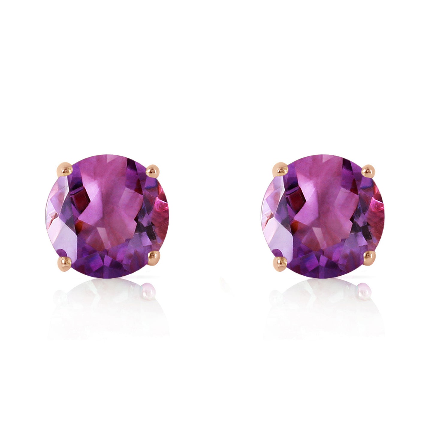 3.1 Carat 14k Solid Gold Stud Luminous Orb Amethyst Earrings