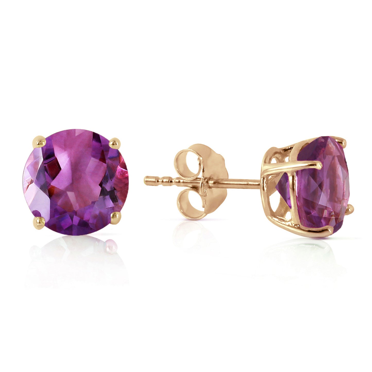 3.1 Carat 14k Solid Gold Stud Luminous Orb Amethyst Earrings