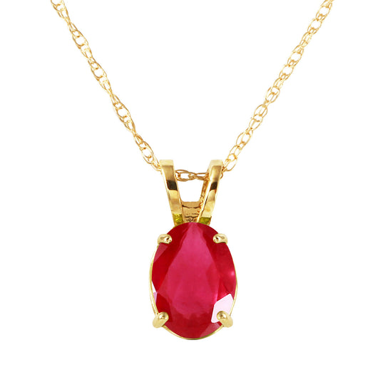 1 Carat 14K Solid Gold Necklace Natural Ruby