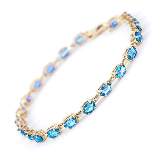 5.5 Carat 14K Solid Gold Tennis Bracelet Blue Topaz