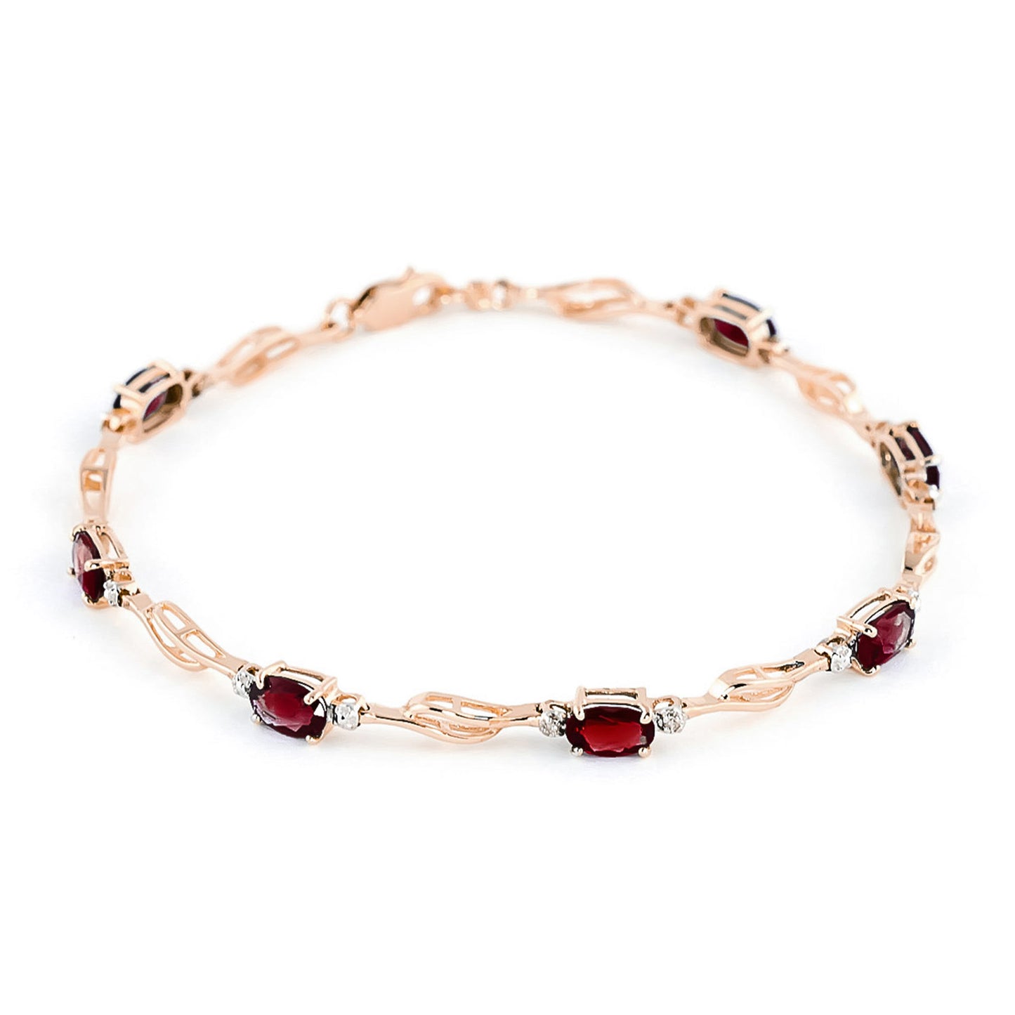 3.39 Carat 14K Solid Gold Bracelet Garnet Diamond