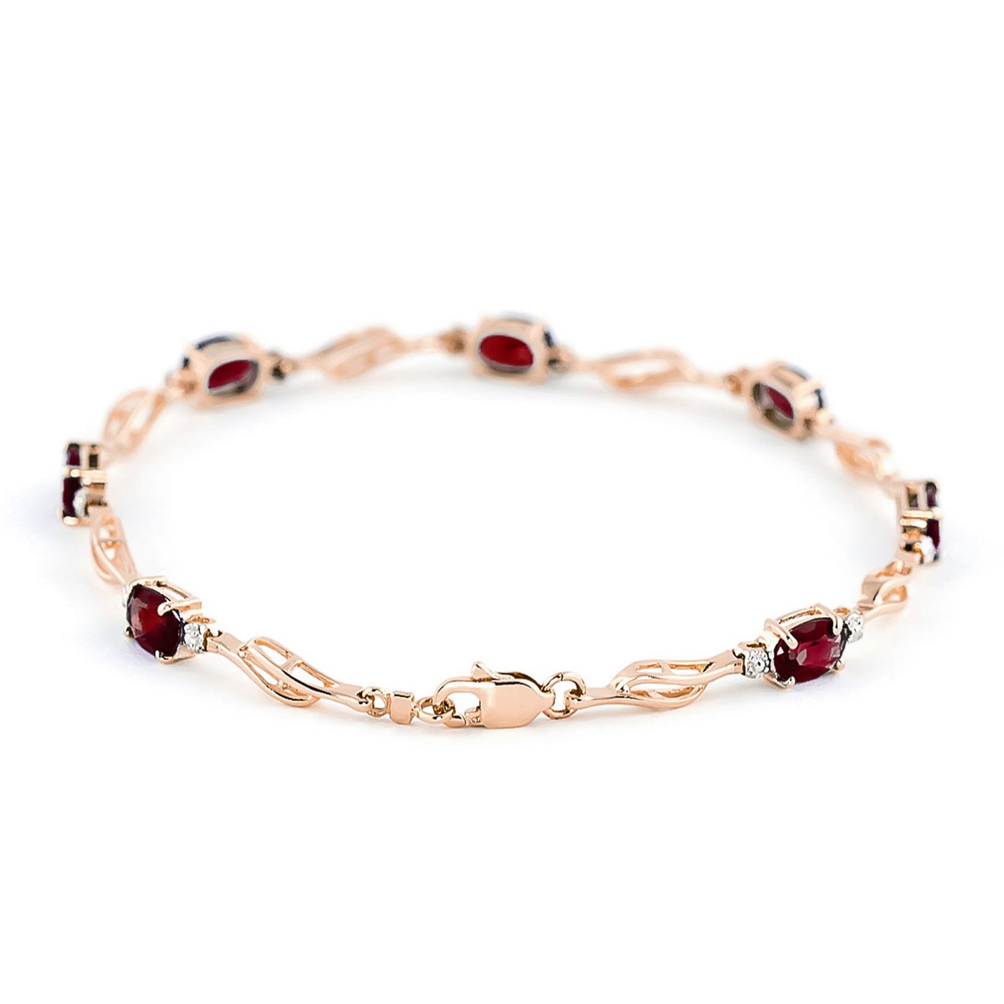 3.39 Carat 14K Solid Gold Bracelet Garnet Diamond