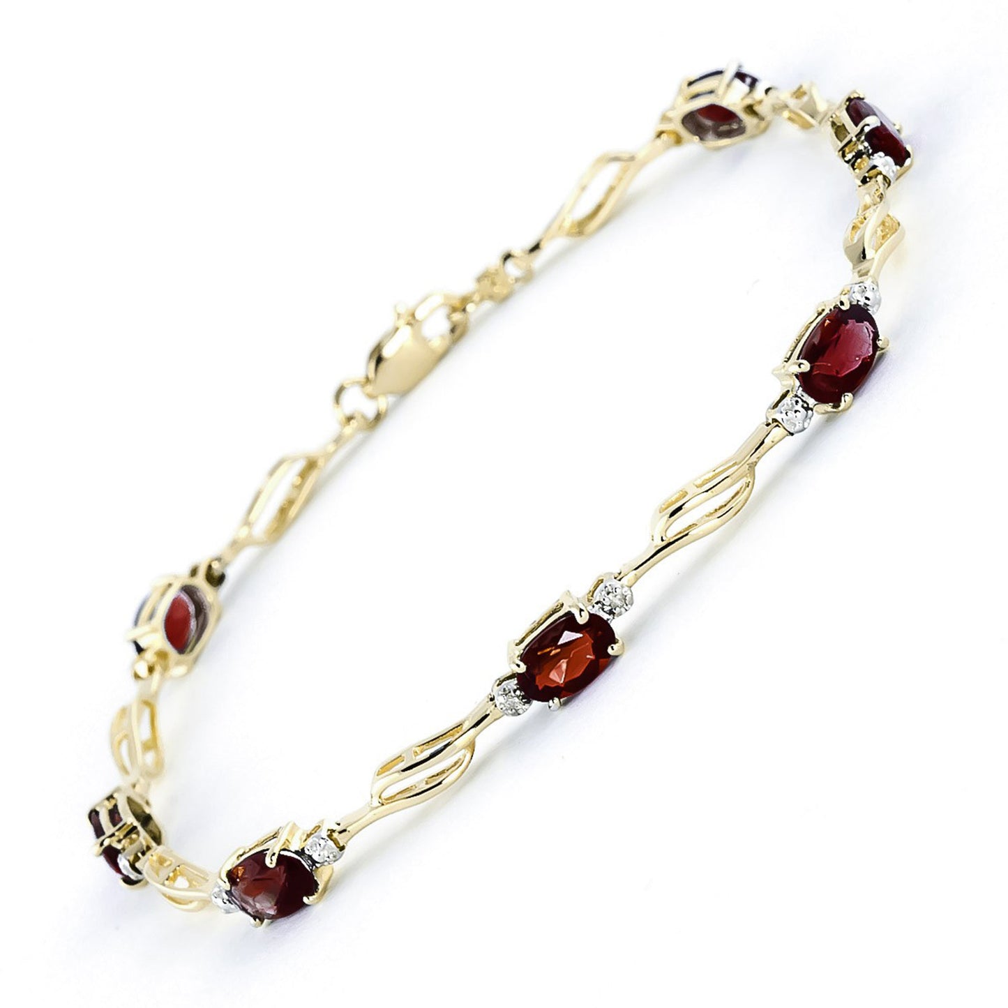 3.39 Carat 14K Solid Gold Bracelet Garnet Diamond