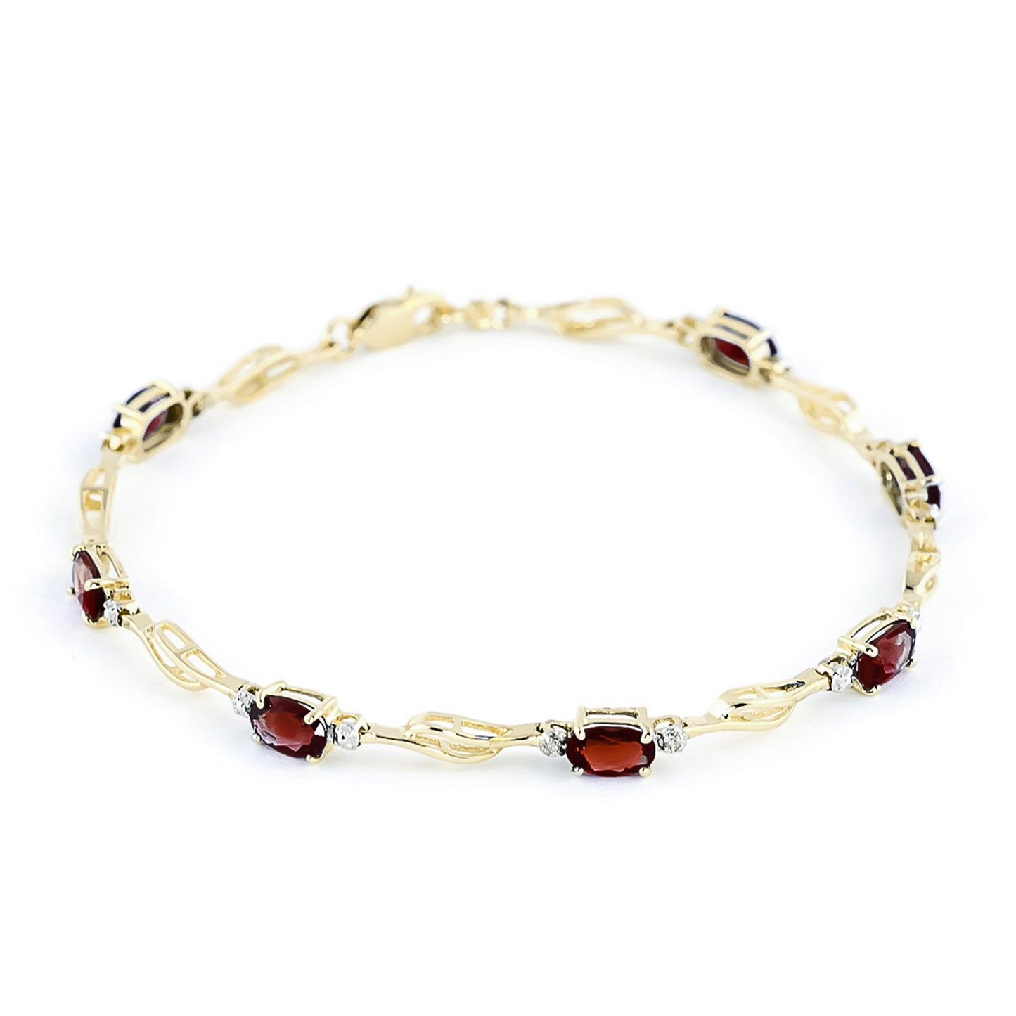 3.39 Carat 14K Solid Gold Bracelet Garnet Diamond