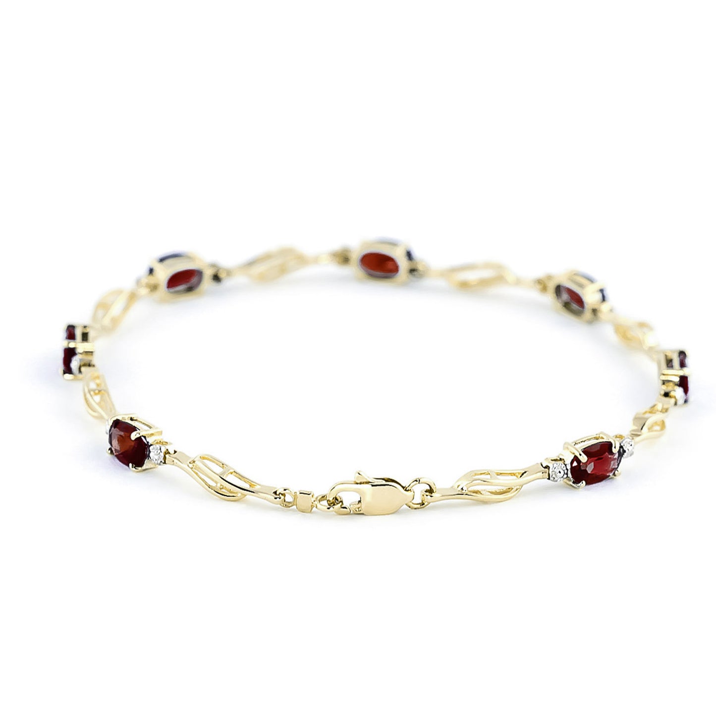 3.39 Carat 14K Solid Gold Bracelet Garnet Diamond