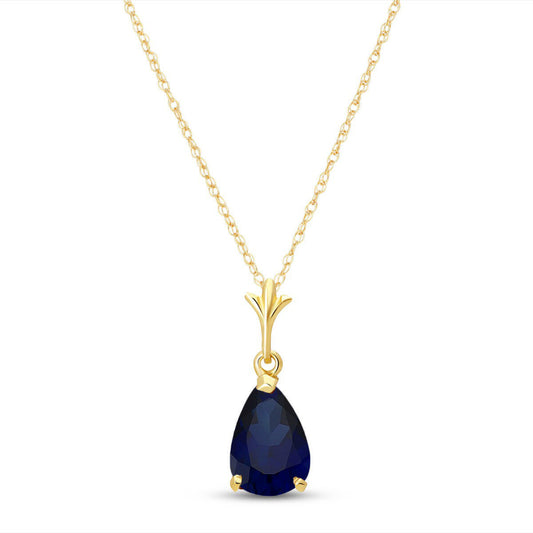 1.5 Carat 14K Solid Gold Necklace Natural Sapphire