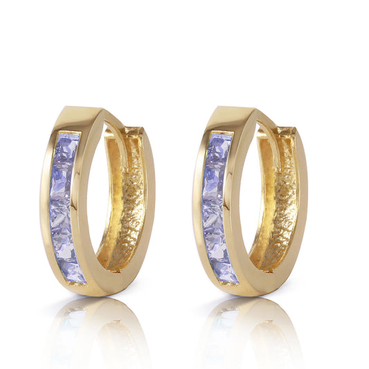 0.95 Carat 14K Solid Gold Huggie Hoop Earrings Tanzanite