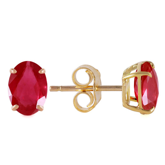 1.8 Carat 14K Solid Gold Stud Earrings Natural Ruby