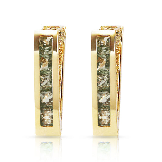 1.3 Carat 14k Solid Gold Huggie Haven Green Sapphire Earrings