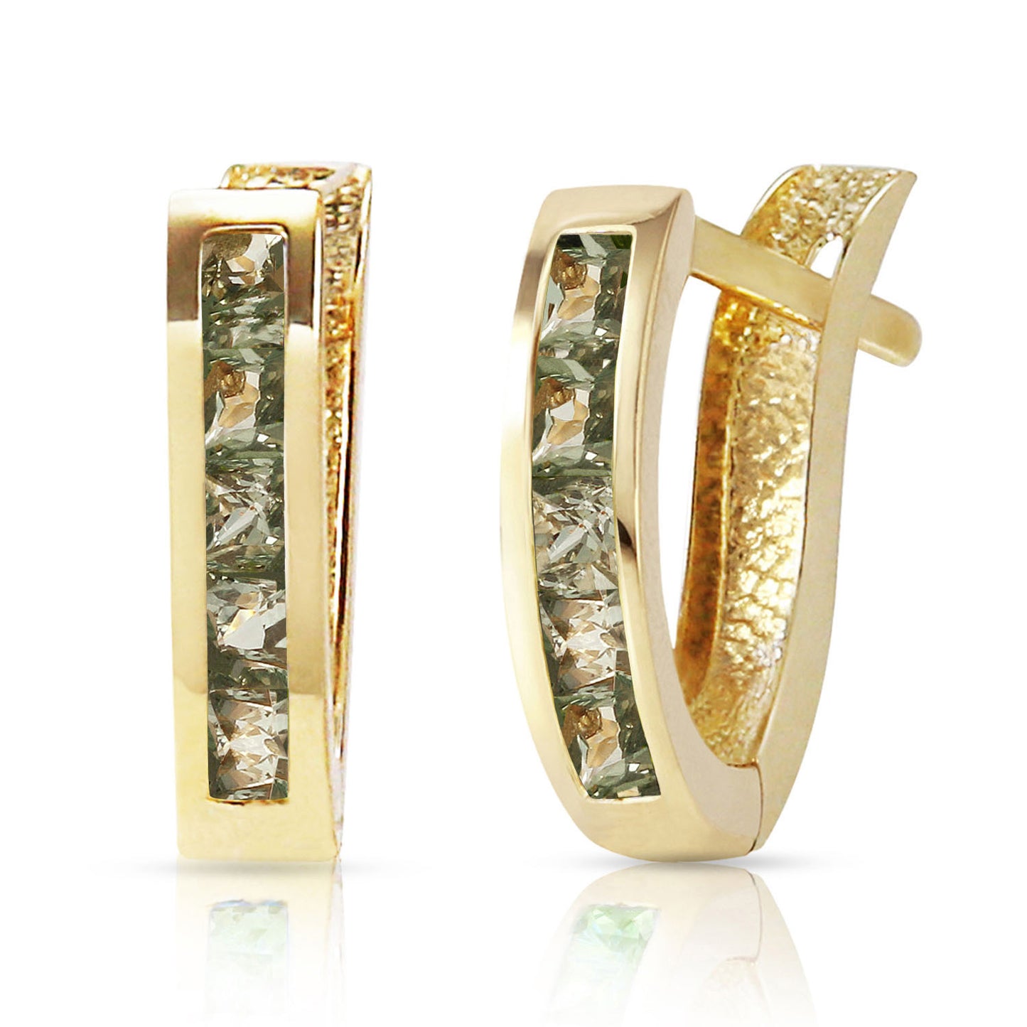 1.3 Carat 14k Solid Gold Huggie Haven Green Sapphire Earrings