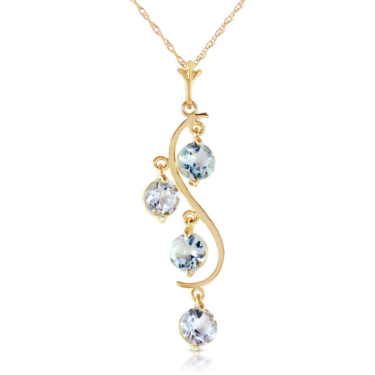 2.25 Carat 14K Solid Gold Loving Aquamarine Necklace