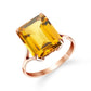 6.5 Carat 14K Solid Gold Ring Octagon Citrine