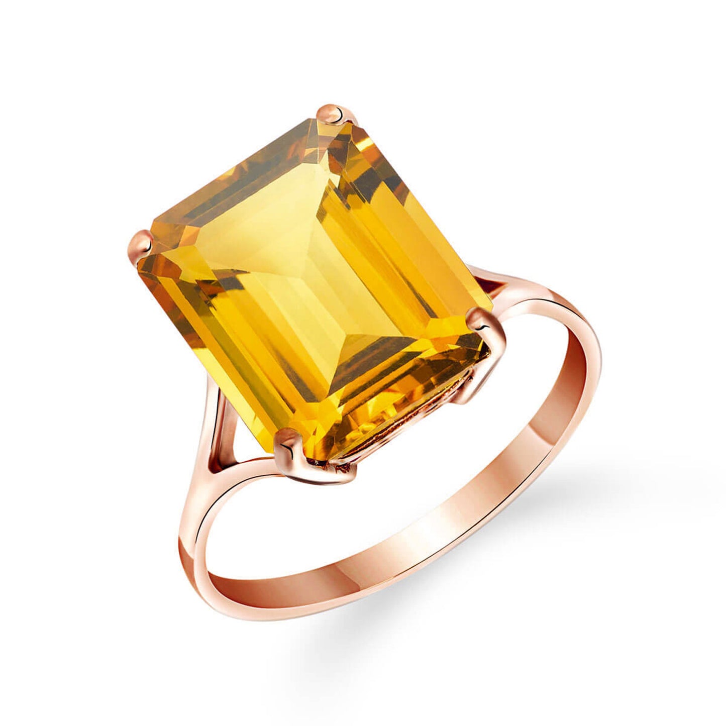 6.5 Carat 14K Solid Gold Ring Octagon Citrine