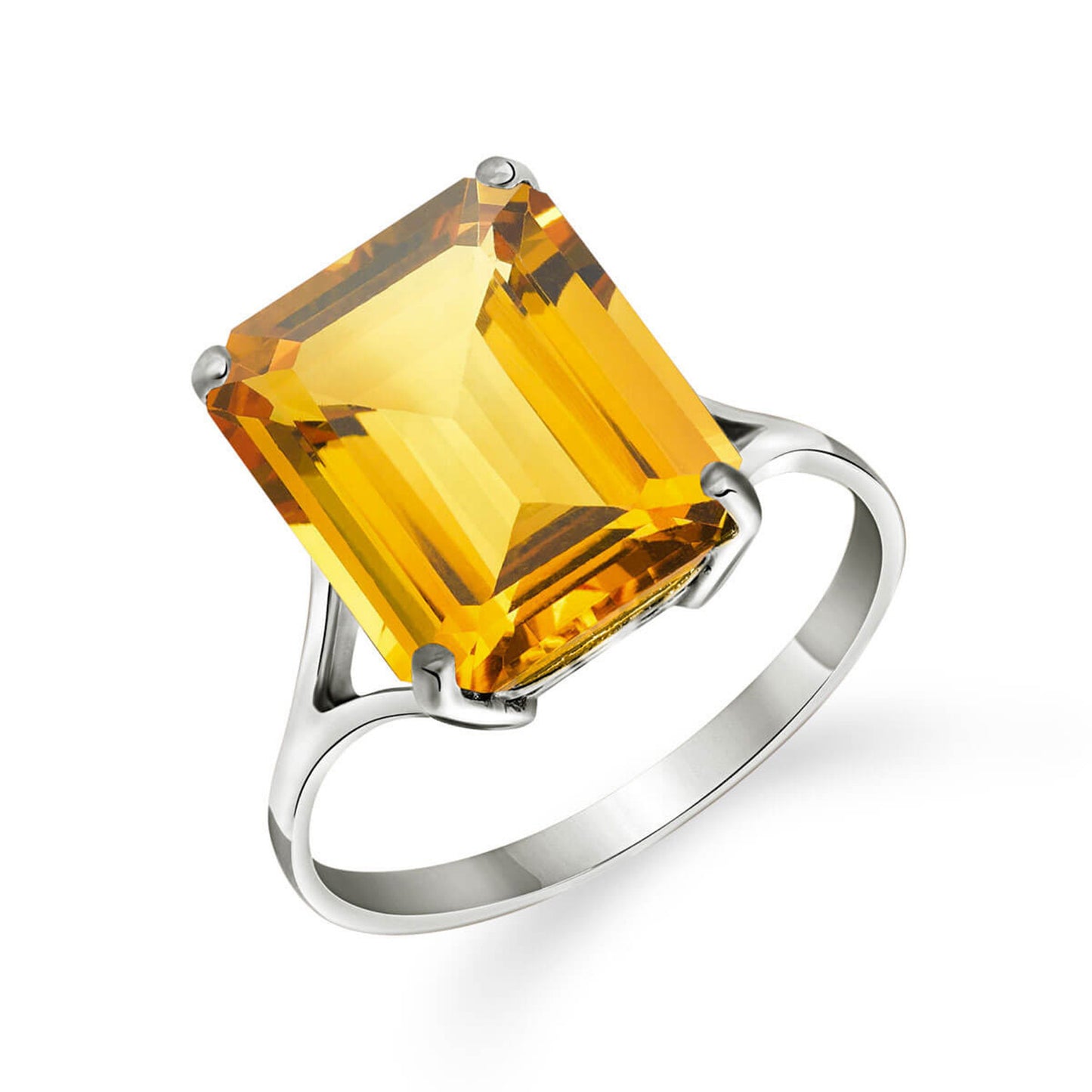 6.5 Carat 14K Solid Gold Ring Octagon Citrine