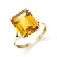 6.5 Carat 14K Solid Gold Ring Octagon Citrine