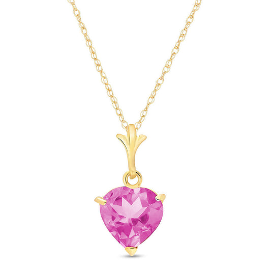 1.15ct 14k Solid Gold Pink Topaz Heart Necklace