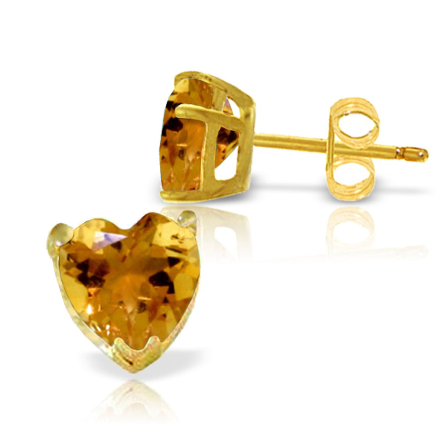 3.25 Carat 14K Solid Gold Stud Earrings Natural Citrine