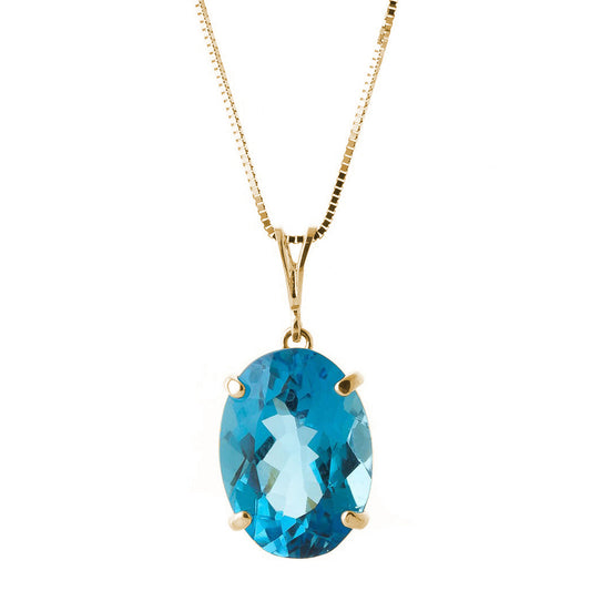 8 Carat 14k Solid Gold Necklace Oval Blue Topaz
