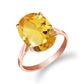 6 Carat 14K Solid Gold Ring Natural Oval Citrine