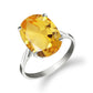 6 Carat 14K Solid Gold Ring Natural Oval Citrine