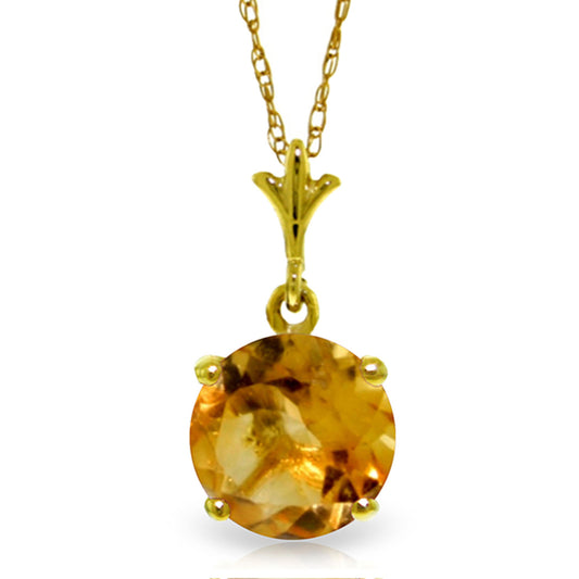 1.15 Carat 14k Solid Gold Solo Sphere Citrine Necklace