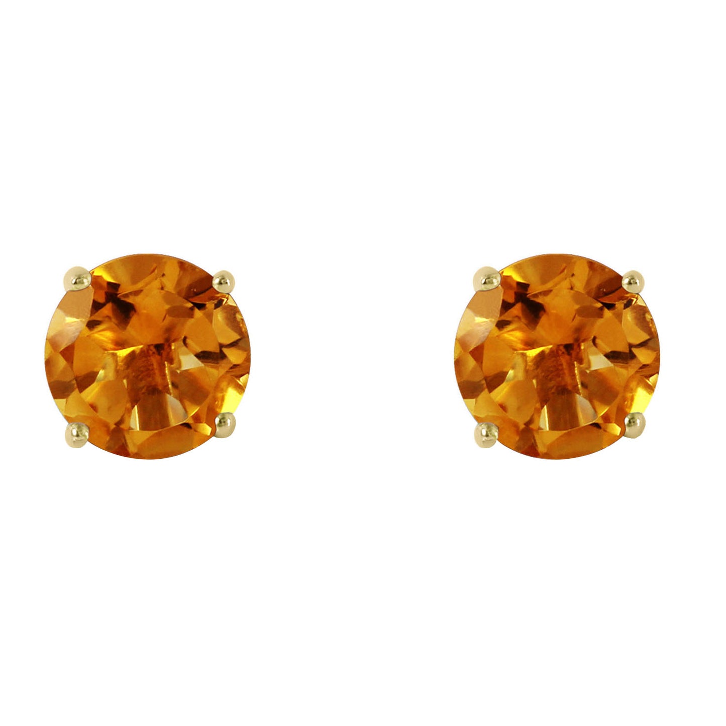 3.1 Carat 14k Solid Gold Stud Luminous Orb Citrine Earrings