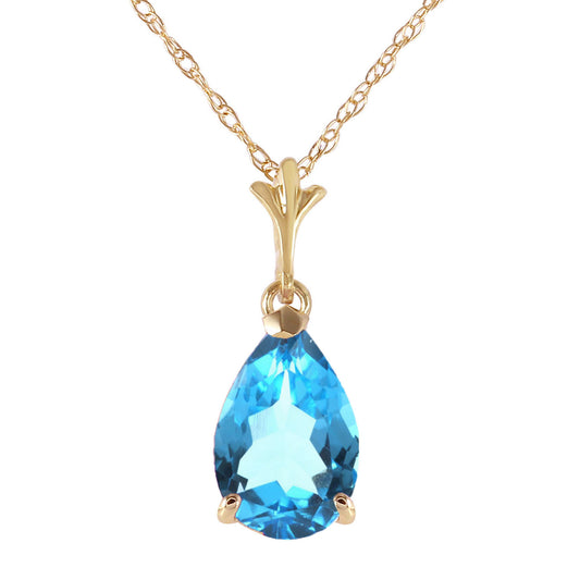 1.5 Carat 14K Solid Gold Life Is Everywhere Blue Topaz Necklace