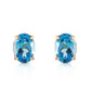 1.8 Carat 14k Solid Gold Studs Sleek Oval Blue Topaz Earrings