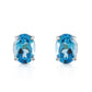 1.8 Carat 14k Solid Gold Studs Sleek Oval Blue Topaz Earrings