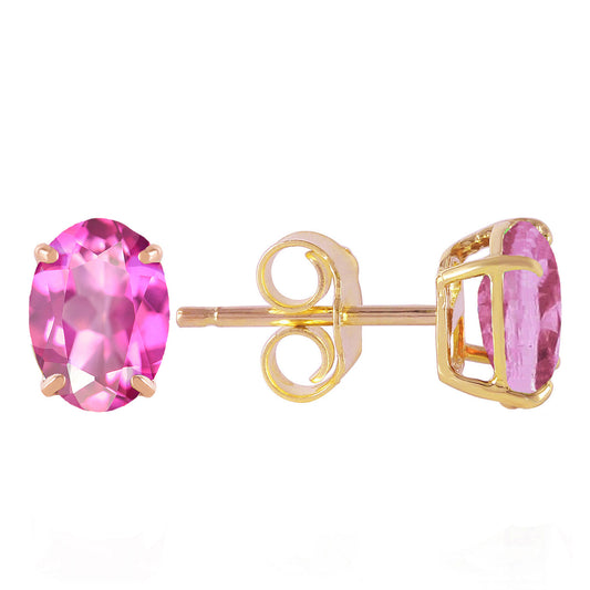 Sleek Oval Pink Topaz Earrings