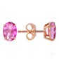 1.8 Carat 14k Solid Gold Sleek Oval Pink Topaz Earrings