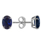 2 Carat 14k Solid Gold Stud Sleek Oval Sapphire Earrings