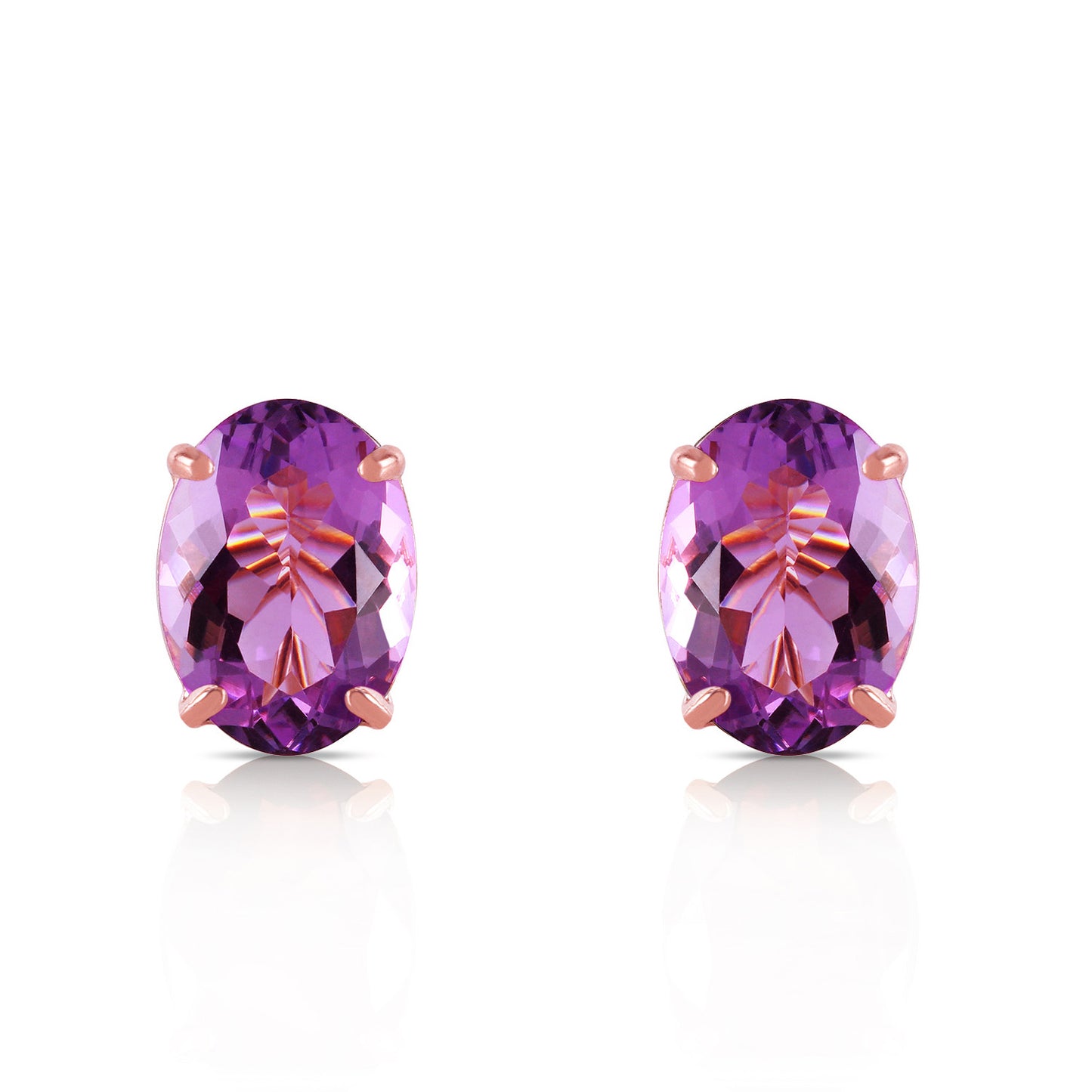 Sleek Oval Amethyst Earrings