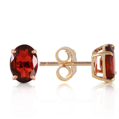 1.8 Carat 14k Solid Gold Stud Sleek Oval Garnet Earrings