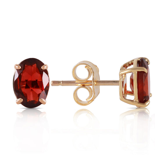 Sleek Oval Garnet Earrings