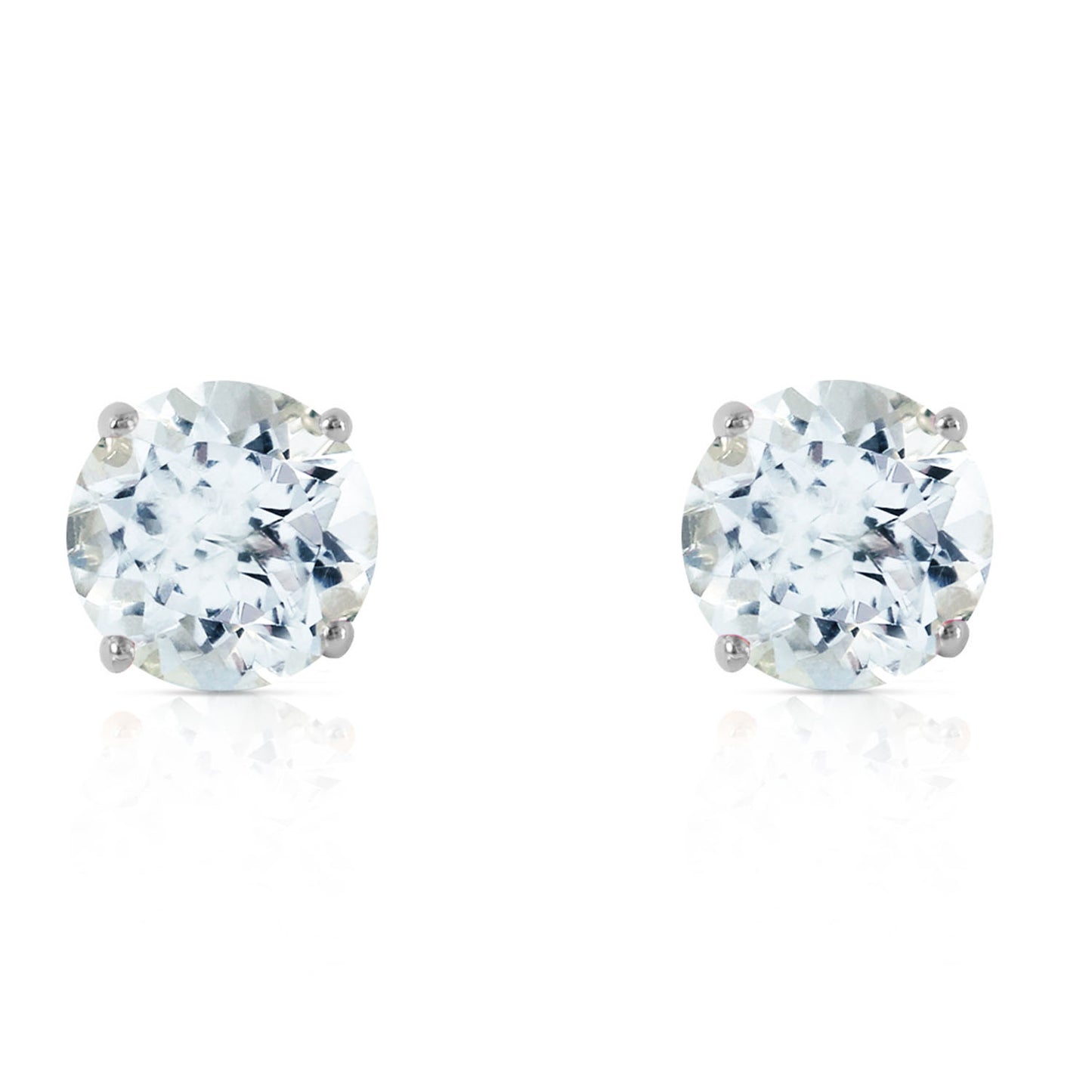 3.1 Carat 14k Solid Gold Stud Luminous Orb Aquamarine Earrings