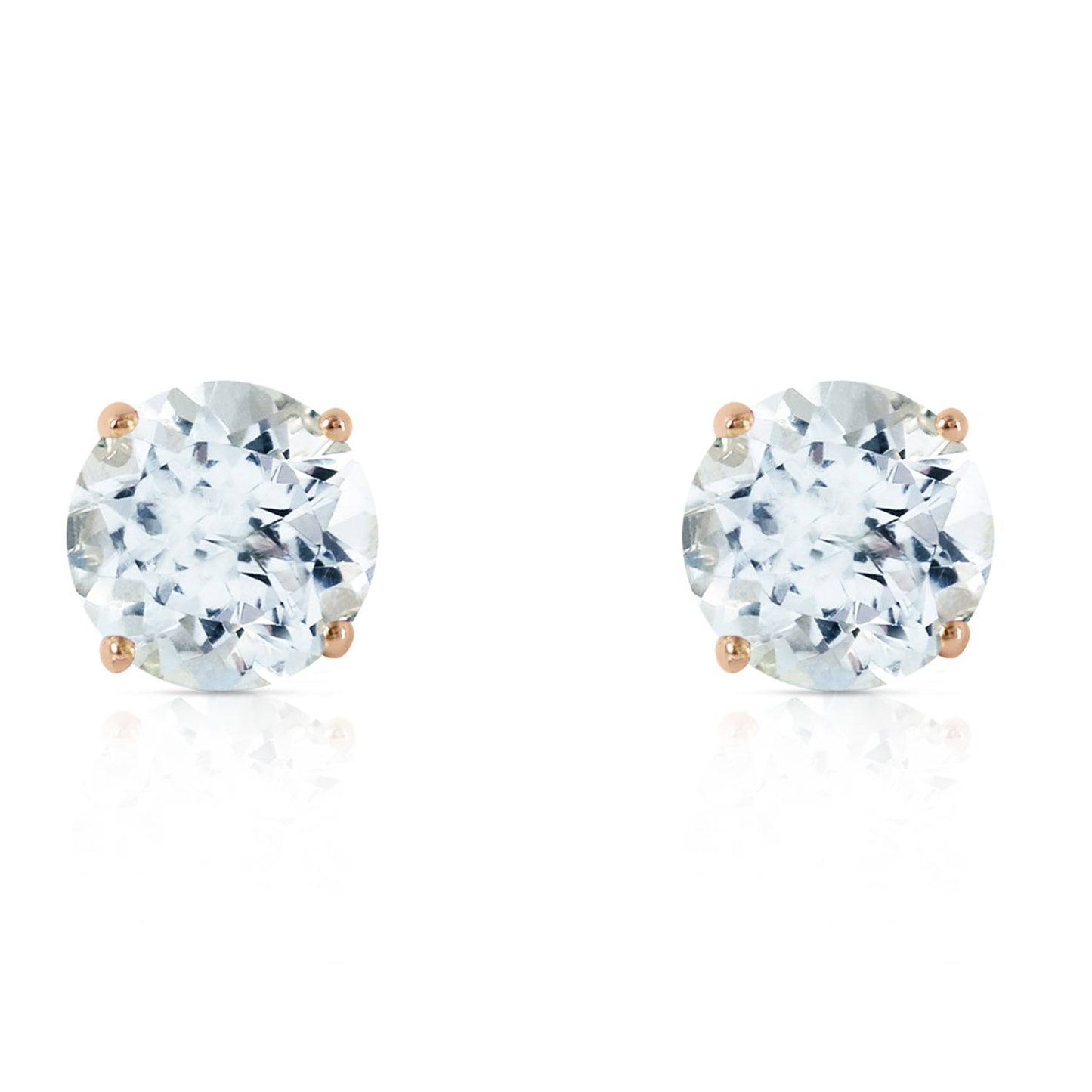 3.1 Carat 14k Solid Gold Stud Luminous Orb Aquamarine Earrings