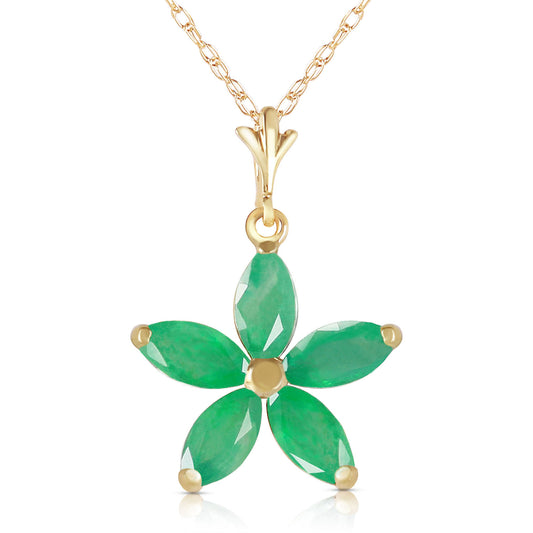 1.4 Carat 14k Solid Gold Radiant Petal Emerald Necklace