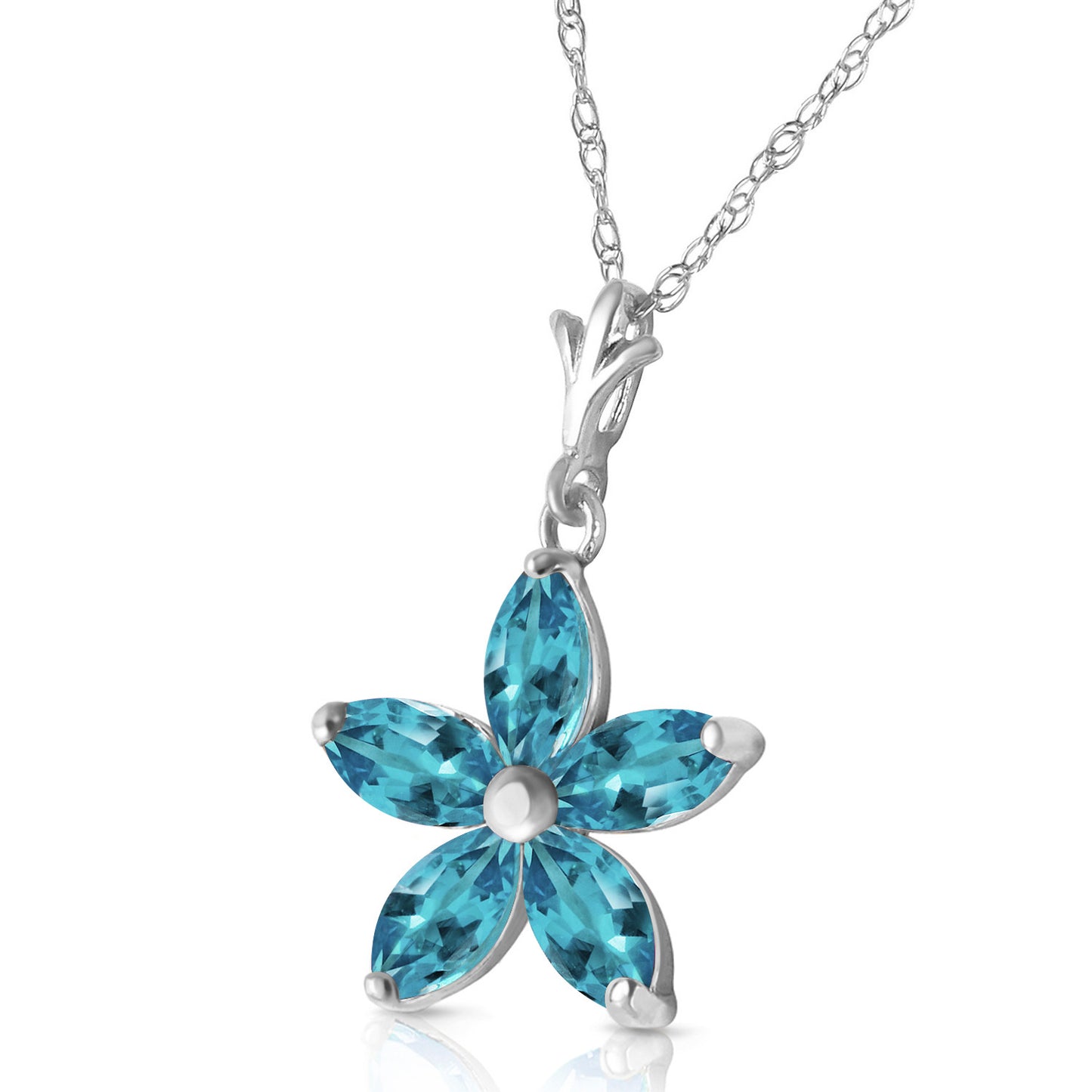 Radiant Petal Blue Topaz Necklace