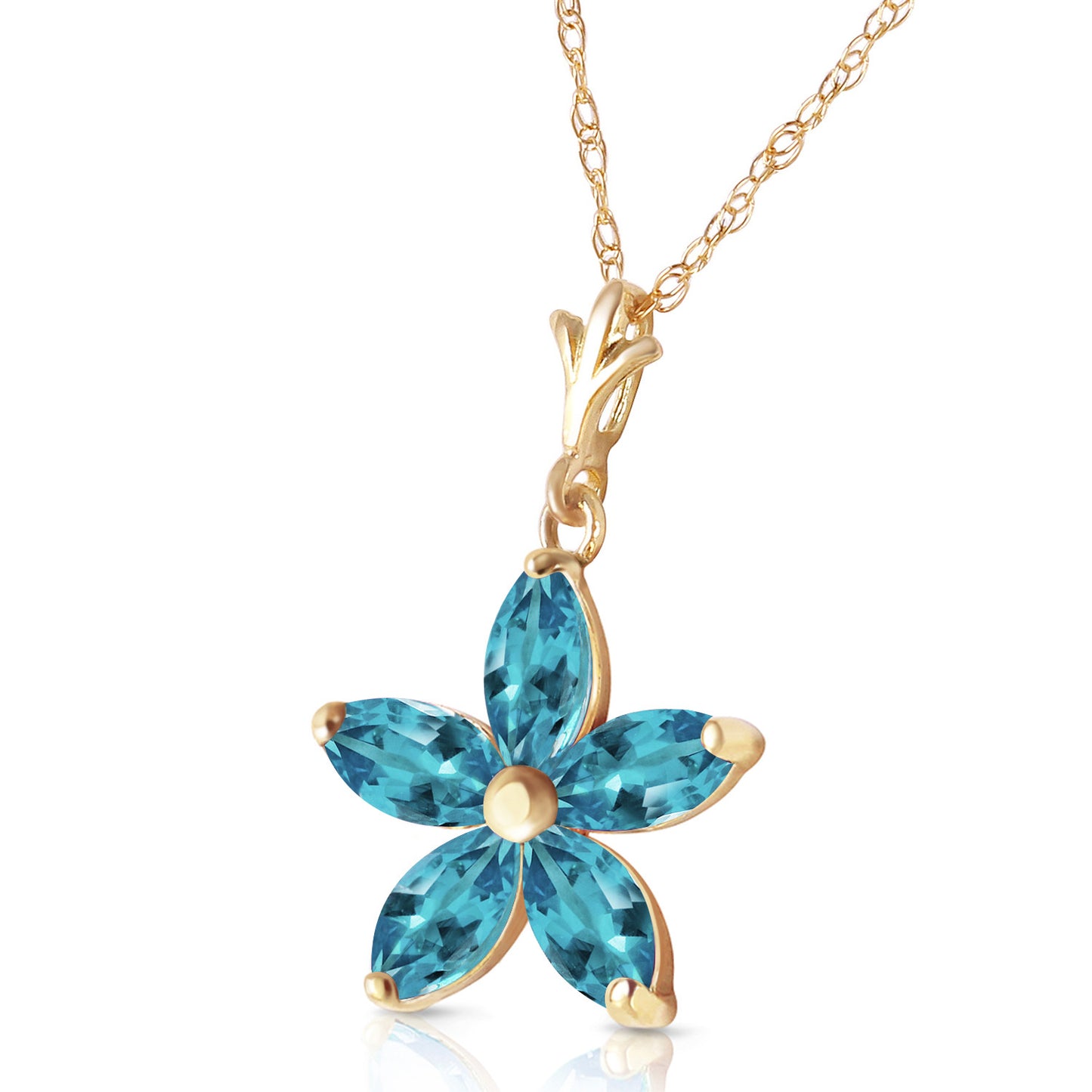 Radiant Petal Blue Topaz Necklace